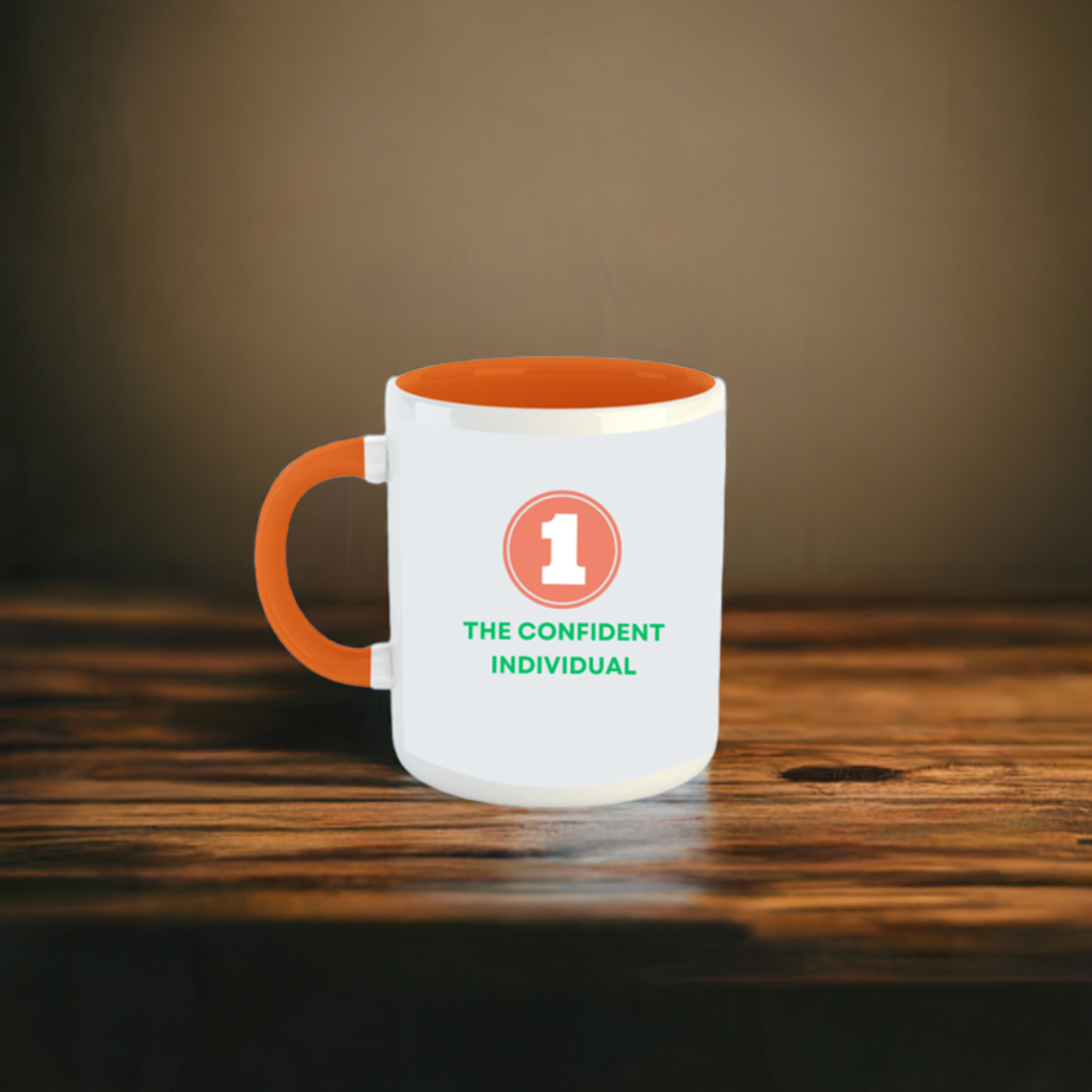 Numerology Mug: The Confident Individual (Born on the 1st) | White and Orange Unisex Tea Coffee Milk Mug