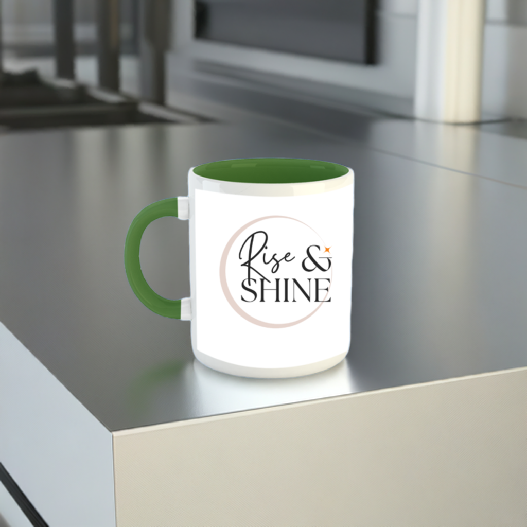 Mystic Energy Infused Unisex Color Coffee Mug: White & Bottle Green Blend