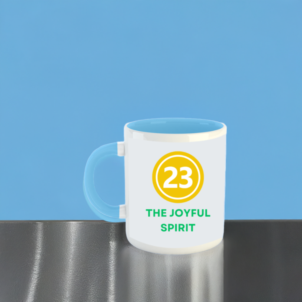 Numerology Mug: The Joyful Spirit (Born on the 23rd) | White and Sky Blue Unisex Coffee Mug