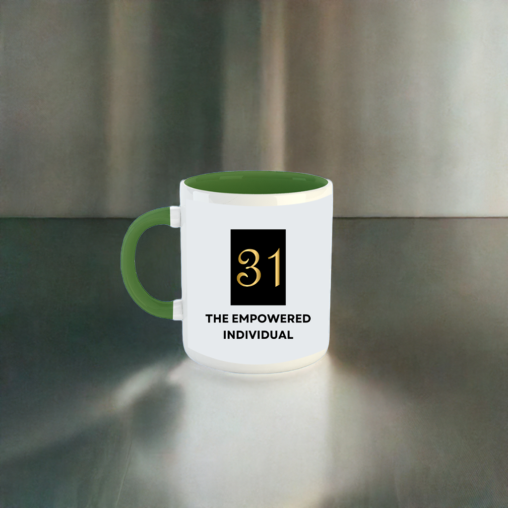 Numerology Mug: The Empowered Individual (Born on the 31st) | White and Bottle Green Unisex Coffee Mug