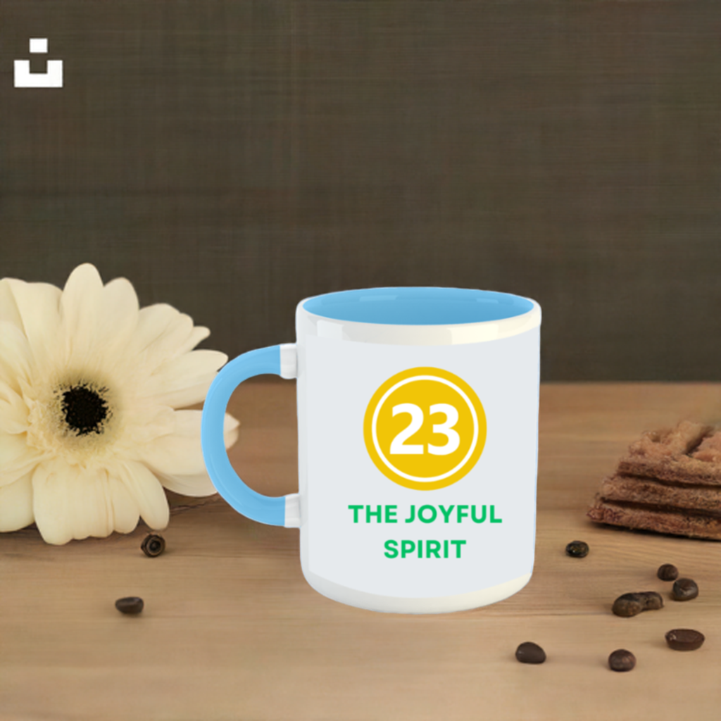 Numerology Mug: The Joyful Spirit (Born on the 23rd) | White and Sky Blue Unisex Coffee Mug
