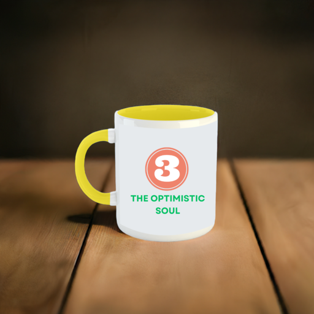 Numerology Mug: The Optimistic Soul (Born on the 3rd) | White and Yellow Unisex Tea Milk Coffee Mug