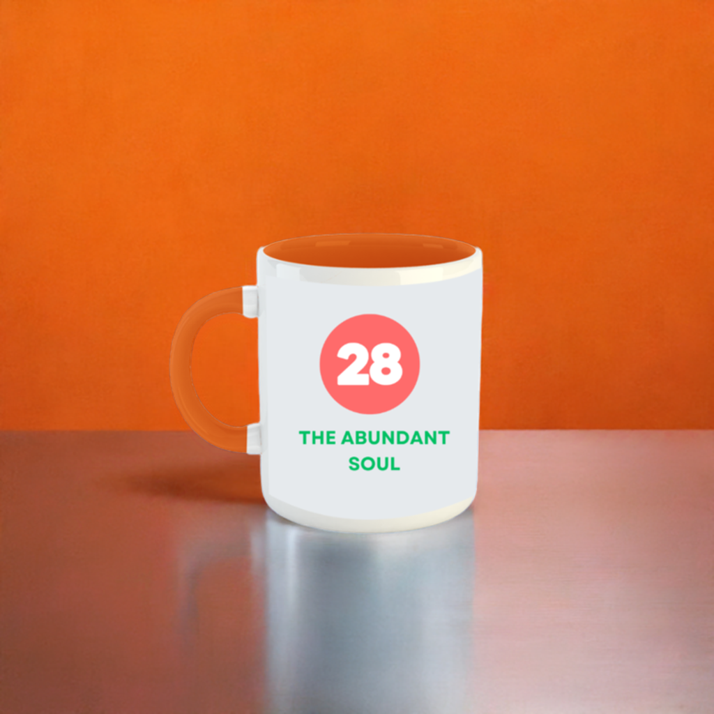 Numerology Mug: The Abundant Soul (Born on the 28th) | White and Orange Unisex Tea Coffee Milk Mug