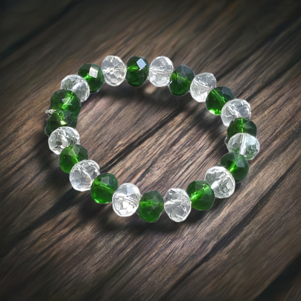 Green White Crystal Bracelet for Missing Numbers 5 and 6