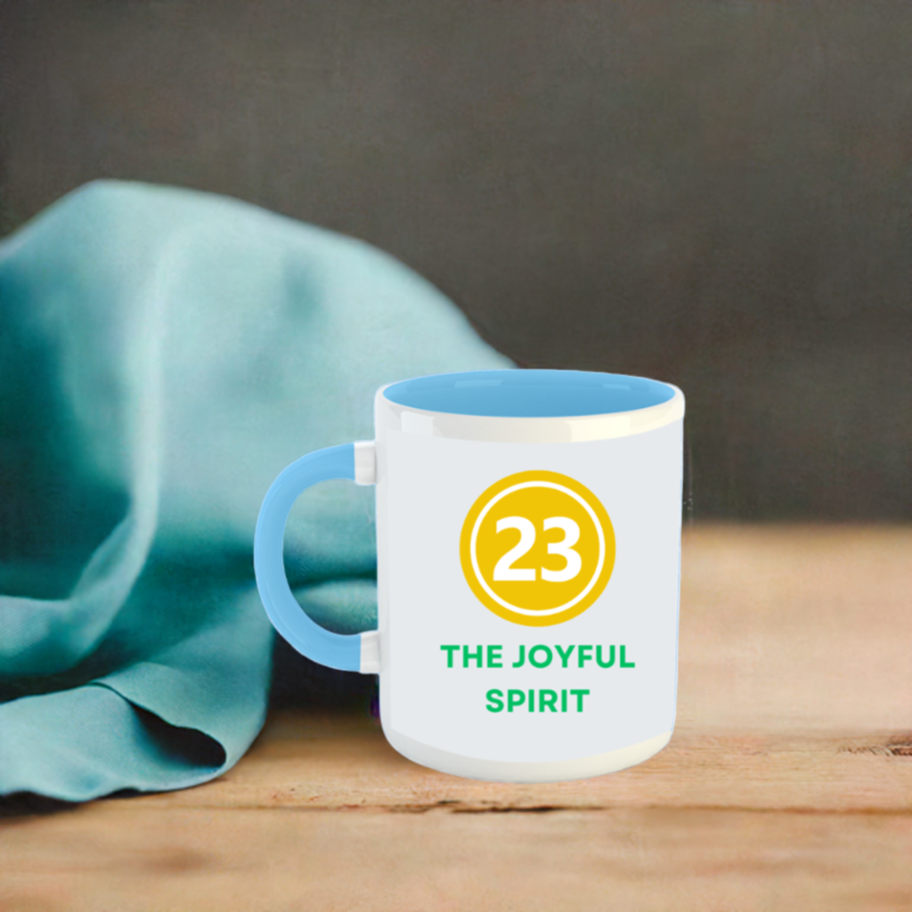 Numerology Mug: The Joyful Spirit (Born on the 23rd) | White and Sky Blue Unisex Coffee Mug