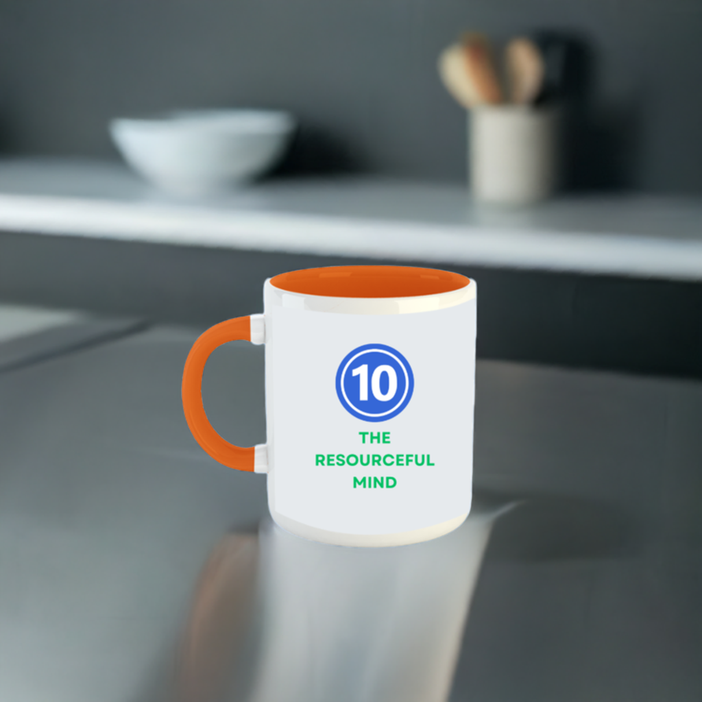 Numerology Mug: The Resourceful Mind (Born on the 10th) | White and Orange Unisex Tea Coffee Milk Mug