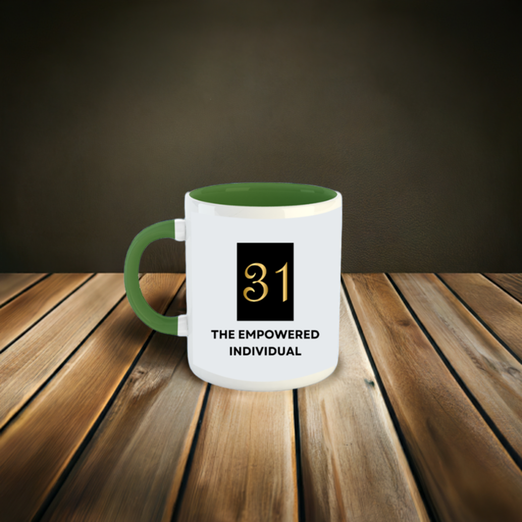 Numerology Mug: The Empowered Individual (Born on the 31st) | White and Bottle Green Unisex Coffee Mug