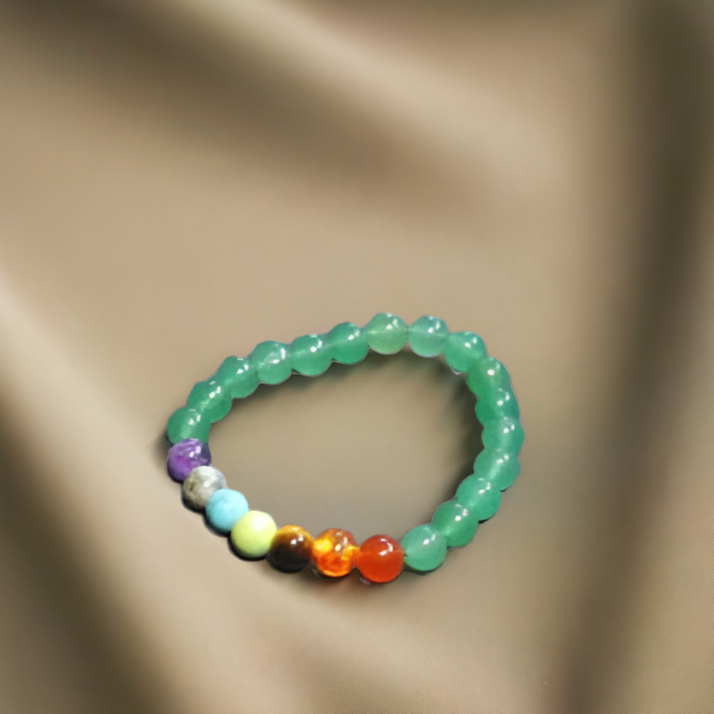 Green Aventurine 7 Chakra Bracelet for Prosperity and Chakra Balance for Missing Number 5