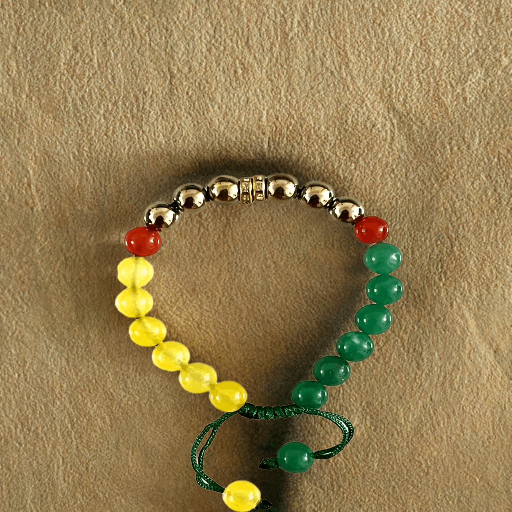 Triumphant Trio: Red Carnelian, Pyrite, Yellow Citrine Bracelet for Success and Prosperity