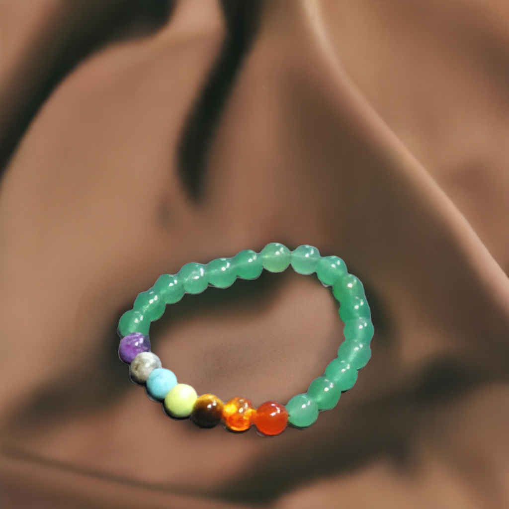 Green Aventurine 7 Chakra Bracelet for Prosperity and Chakra Balance for Missing Number 5