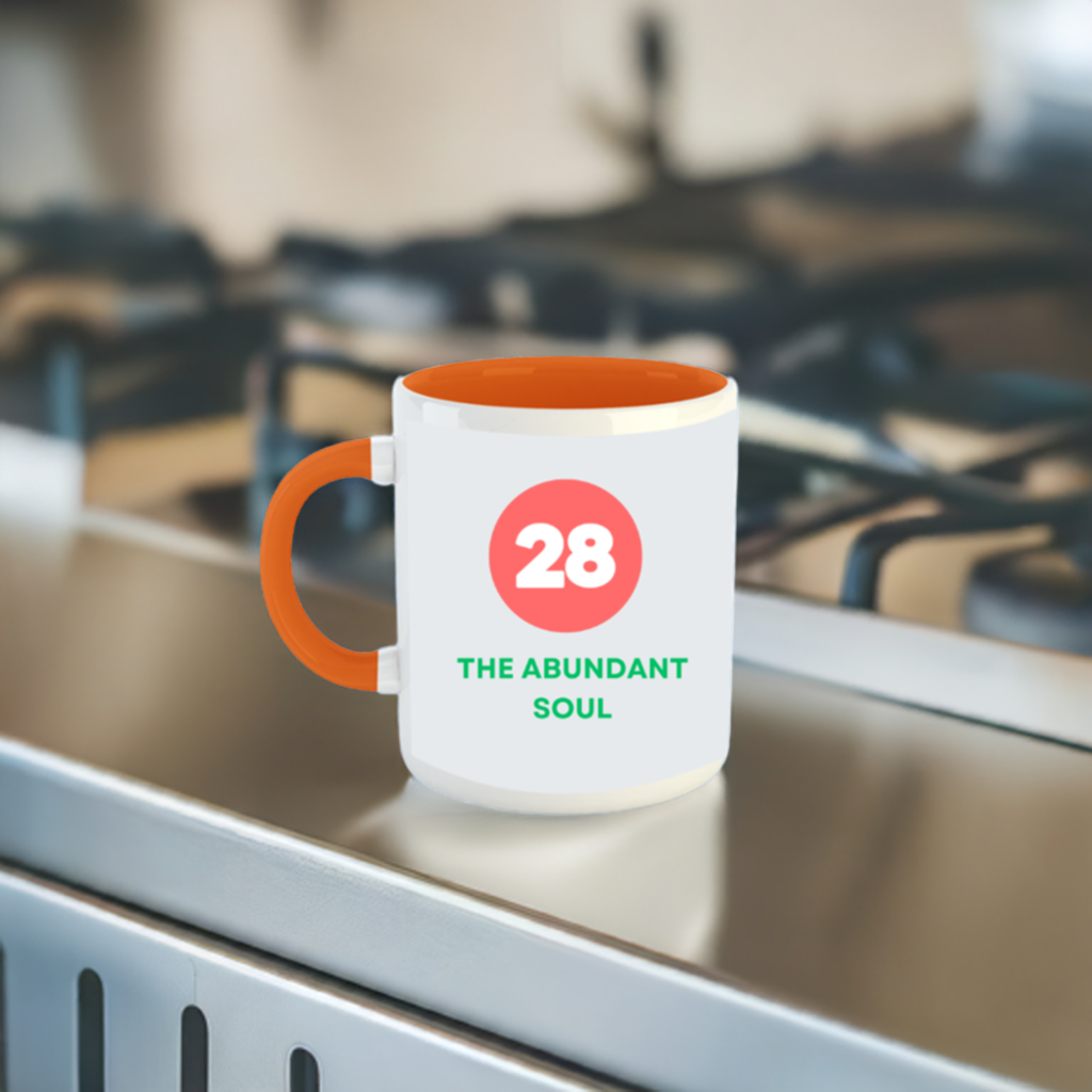 Numerology Mug: The Abundant Soul (Born on the 28th) | White and Orange Unisex Tea Coffee Milk Mug