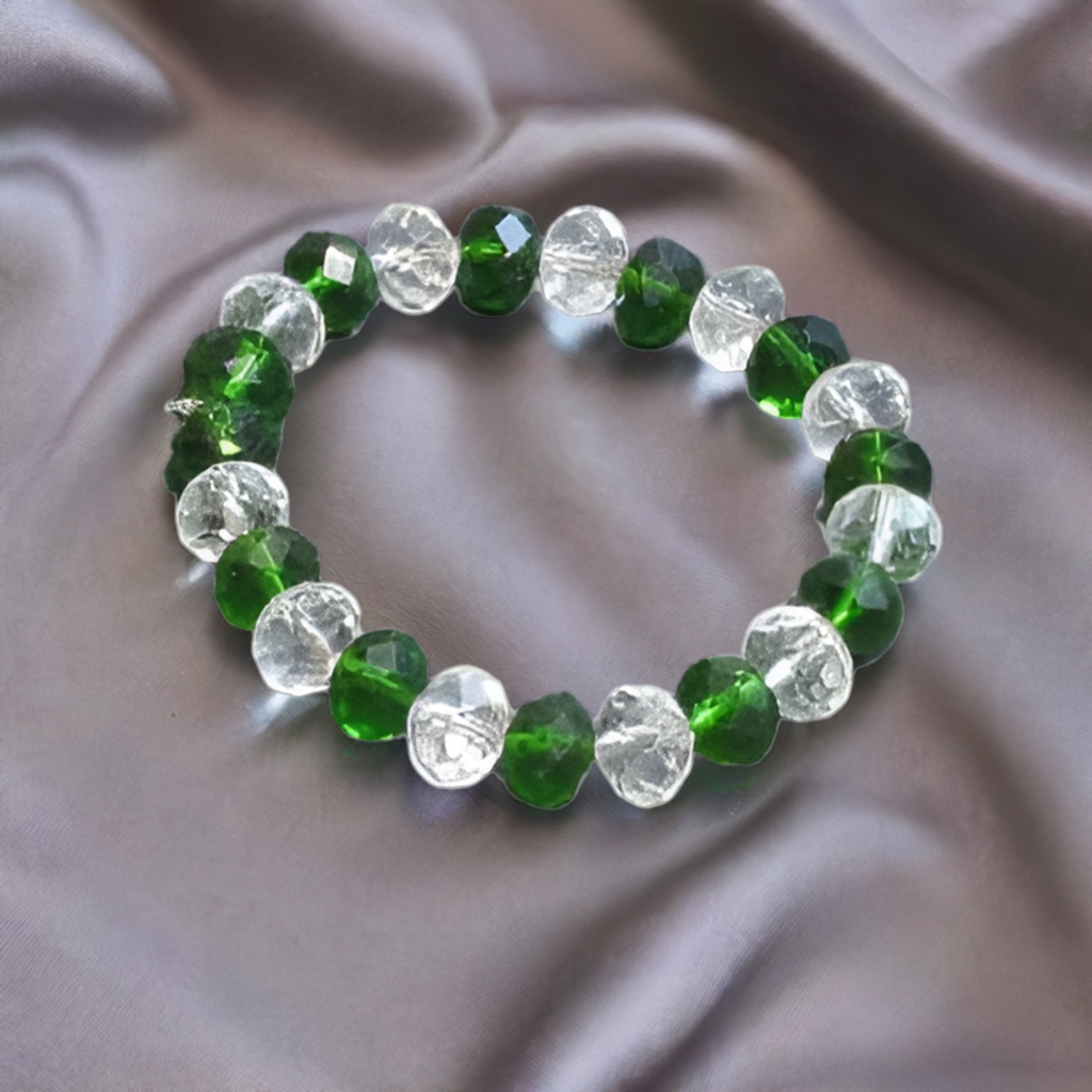Green White Crystal Bracelet for Missing Numbers 5 and 6