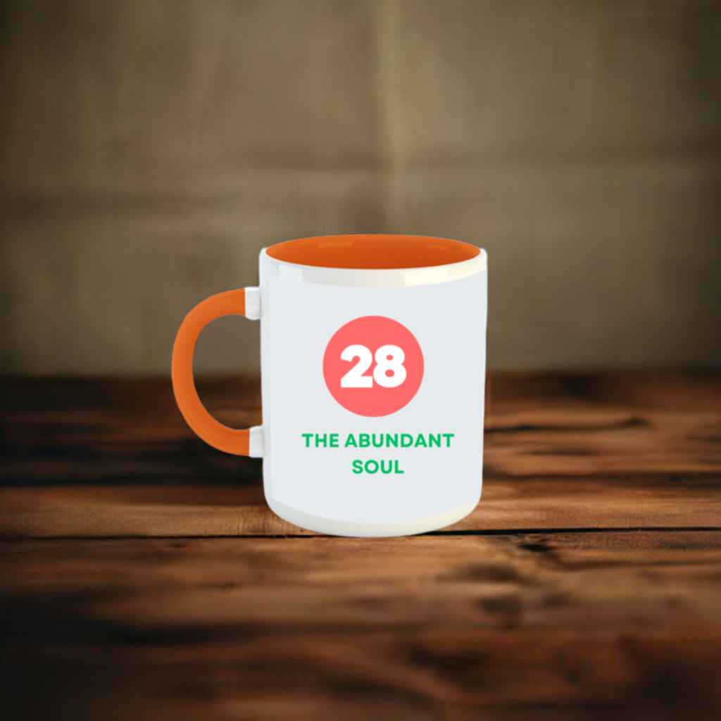 Numerology Mug: The Abundant Soul (Born on the 28th) | White and Orange Unisex Tea Coffee Milk Mug