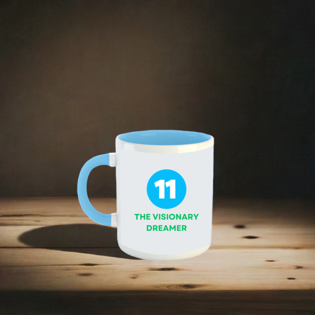Numerology Mug: The Visionary Dreamer (Born on the 11th) | White and Sky Blue Unisex Tea Milk Coffee Mug