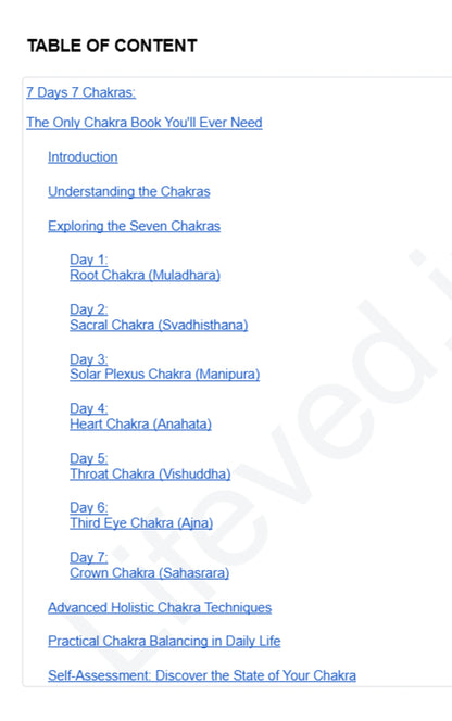 7 Days 7 Chakras:  The Only Chakra Book You'll Ever Need eBook (English)
