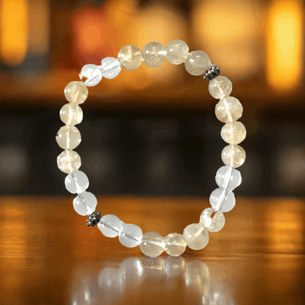 Citrine and Clear Quartz Bracelet for Mind Clarity