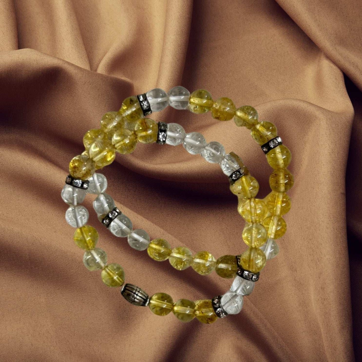 Citrine and Clear Quartz Bracelet for Mind Clarity