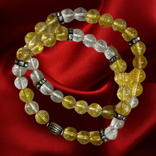 Citrine and Clear Quartz Bracelet for Mind Clarity