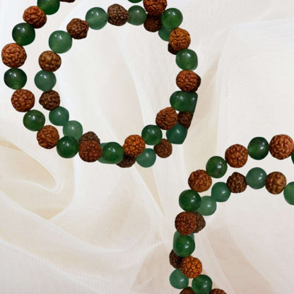 Green Aventurine and Rudraksh Bracelet for Spiritual Growth, Emotional Balance and Healing