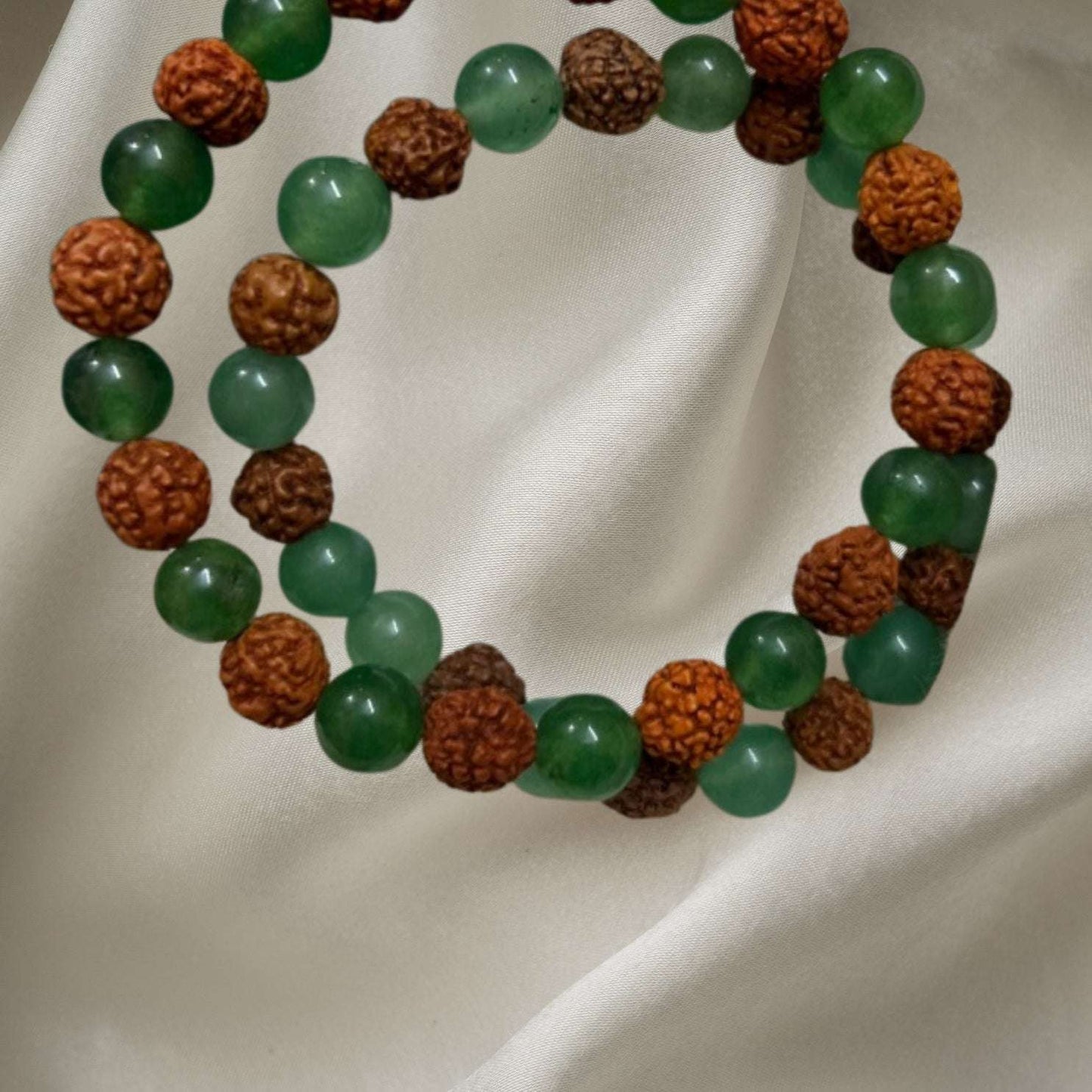 Green Aventurine and Rudraksh Bracelet for Spiritual Growth, Emotional Balance and Healing