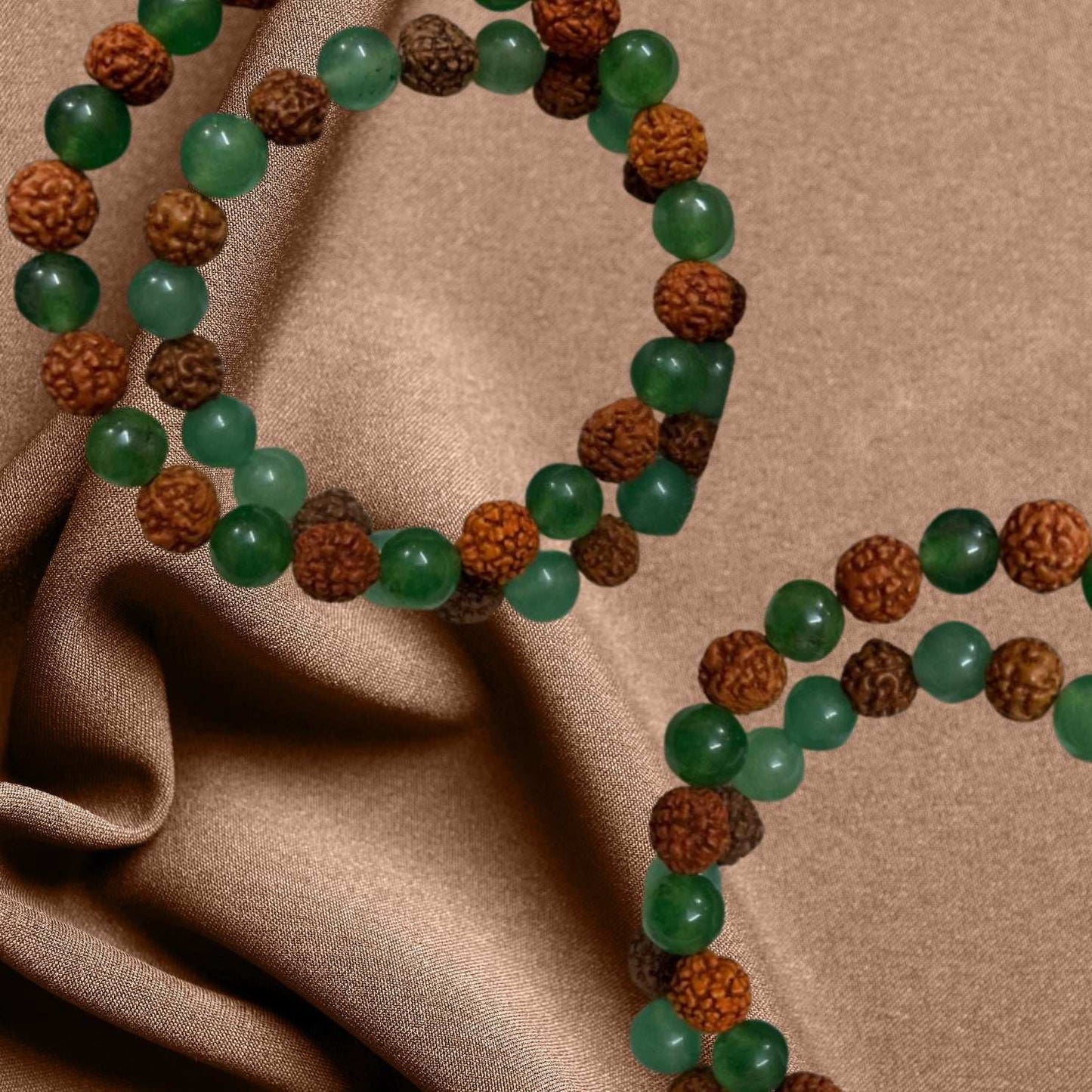 Green Aventurine and Rudraksh Bracelet for Spiritual Growth, Emotional Balance and Healing