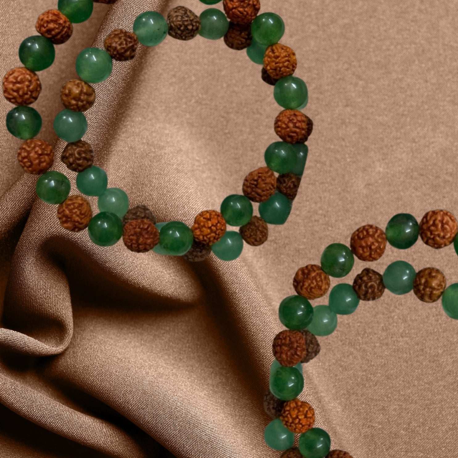 Green Aventurine and Rudraksh Bracelet for Spiritual Growth, Emotional Balance and Healing