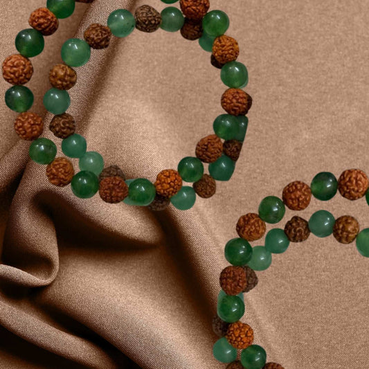 Green Aventurine and Rudraksh Bracelet for Spiritual Growth, Emotional Balance and Healing