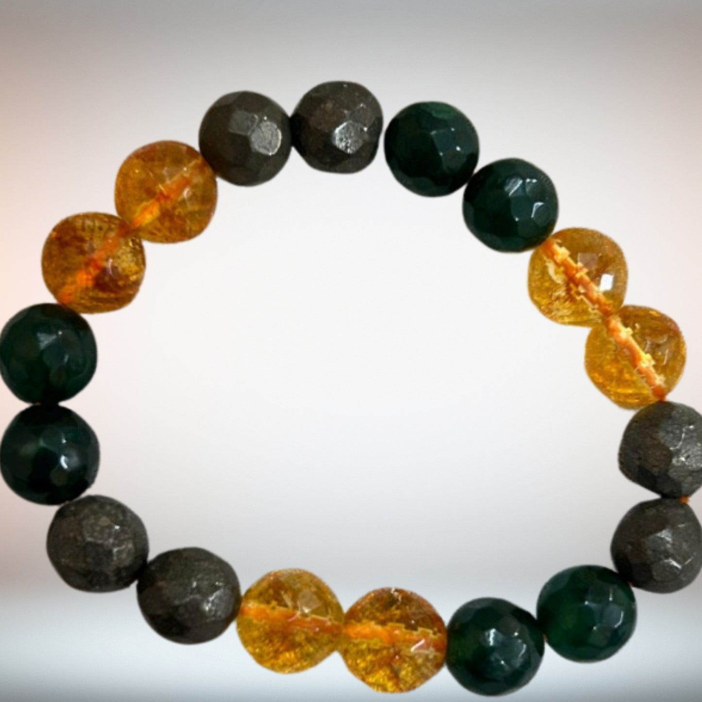 Health Wealth & Prosperity Crystal Bracelet having Citrine, Green Aventurine and Silver Pyrite