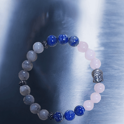 Labradorite, Lapis, and Rose Quartz Bracelet For Inner Strength and Emotional Well Being