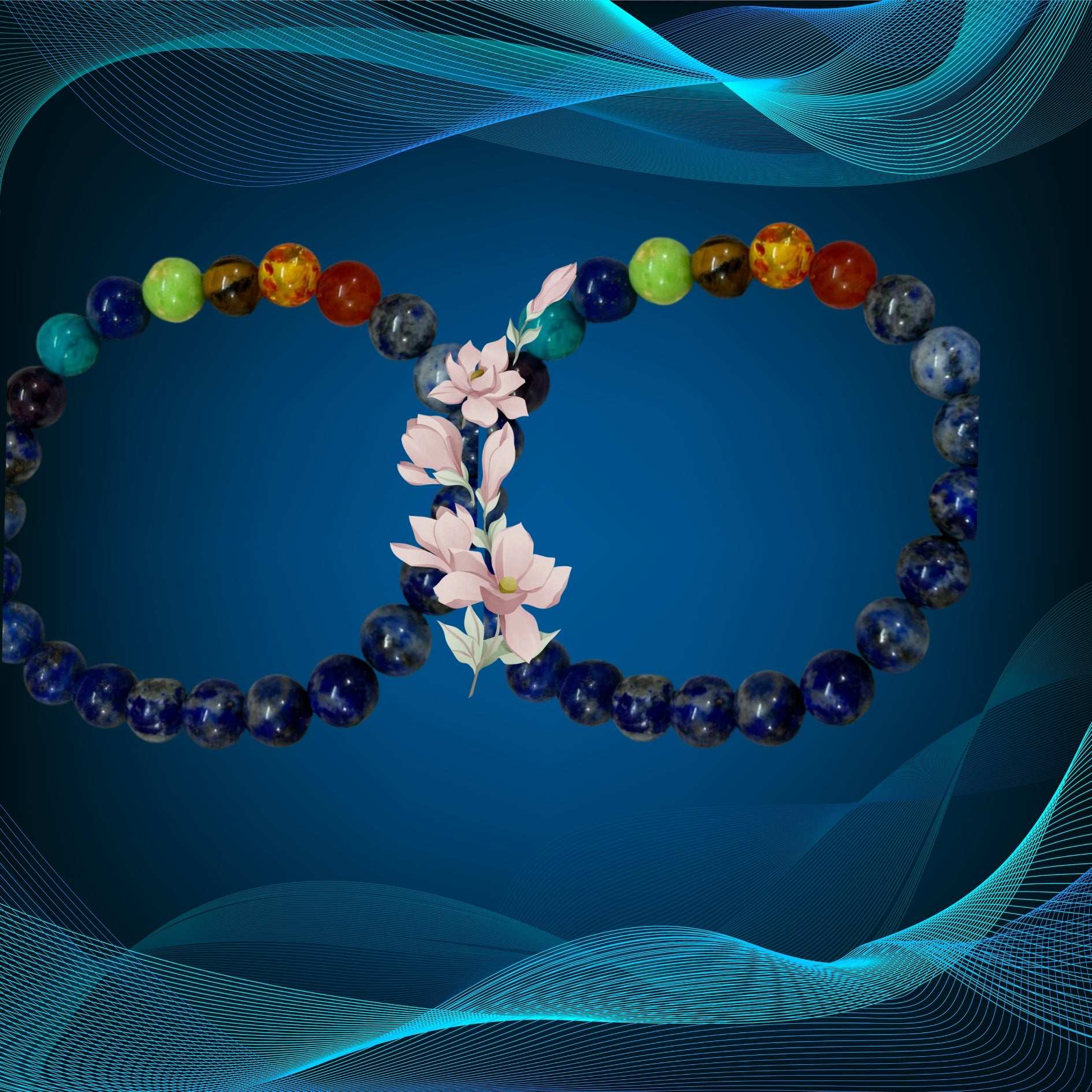 Lapis Lazuli 7 Chakra Bracelet for Missing Number 4 and Balance your Body Chakra