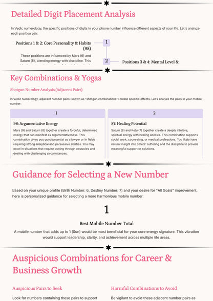 Expert Mobile Numerology Report