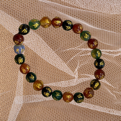 Om Money 8 mm Small beads Bracelet for Happiness Prosperity and Good Fortune