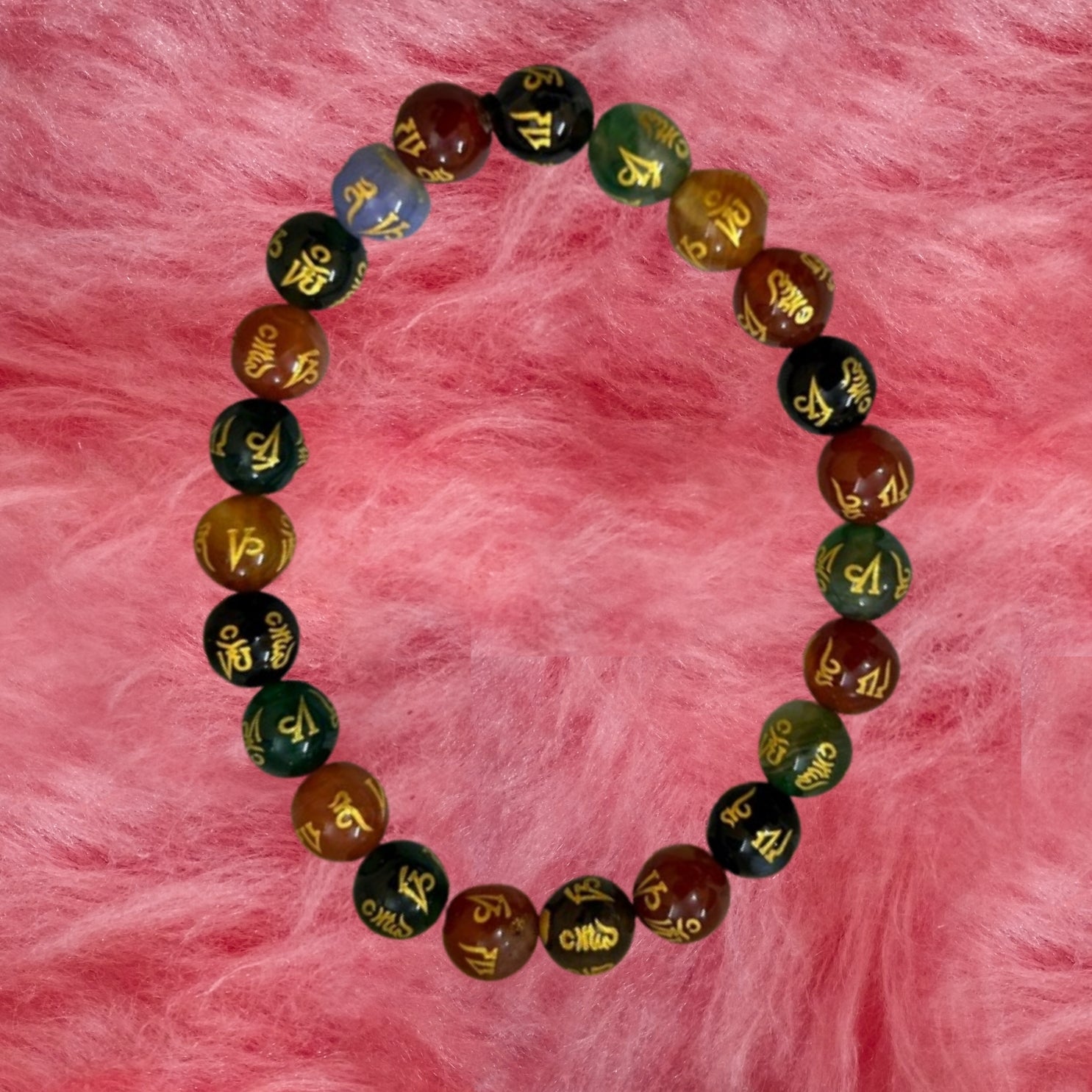 Om Money 8 mm Small beads Bracelet for Happiness Prosperity and Good Fortune