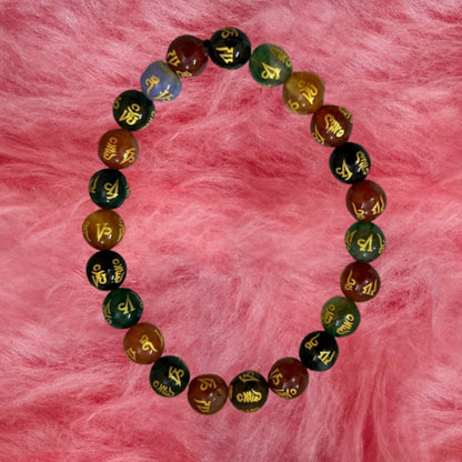 Om Money 8 mm Small beads Bracelet for Happiness Prosperity and Good Fortune