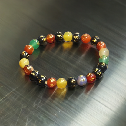 Om Money 8 mm Small beads Bracelet for Happiness Prosperity and Good Fortune