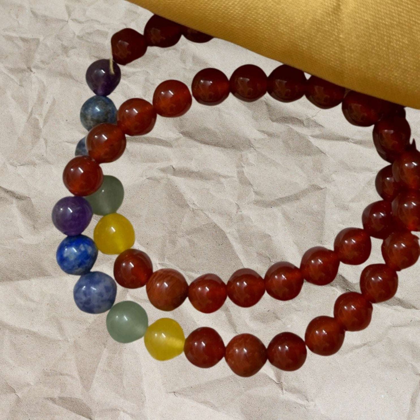 Red Carnelian 7 Chakra Bracelet for Creativity and Communication Skills