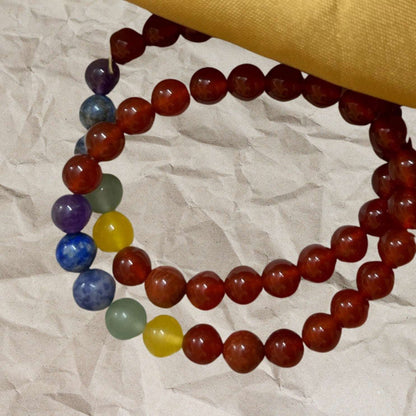 Red Carnelian 7 Chakra Bracelet for Creativity and Communication Skills