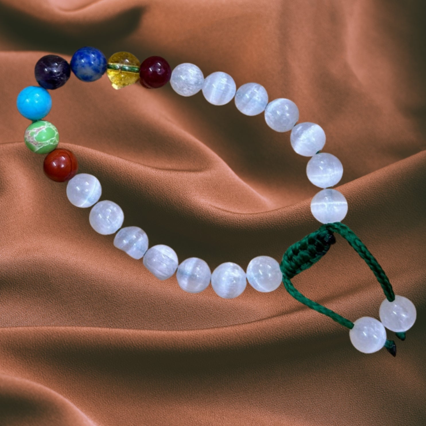 Selenite 7 Chakra Bracelet for Peace and clarity, improve connections, remove blocked power