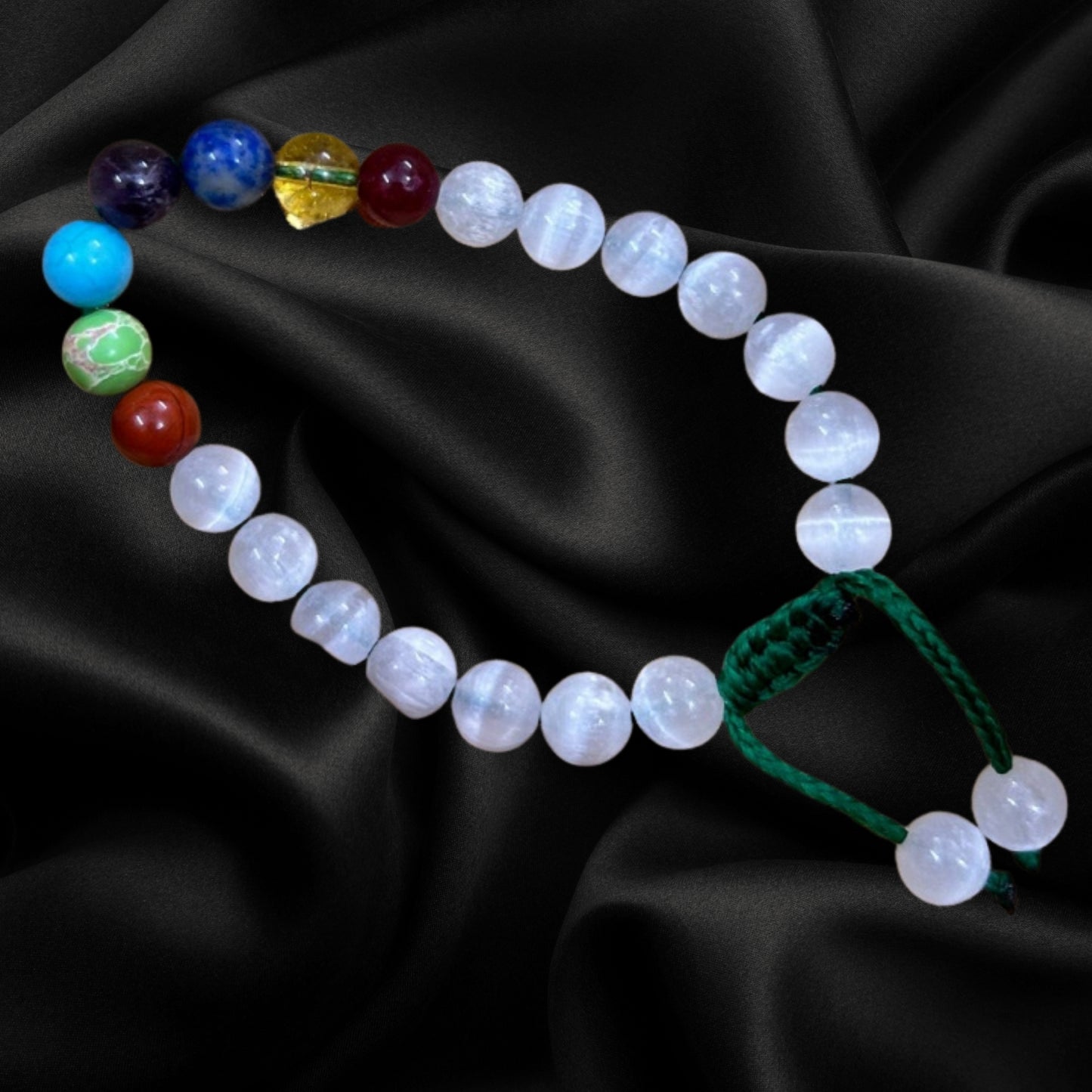 Selenite 7 Chakra Bracelet for Peace and clarity, improve connections, remove blocked power