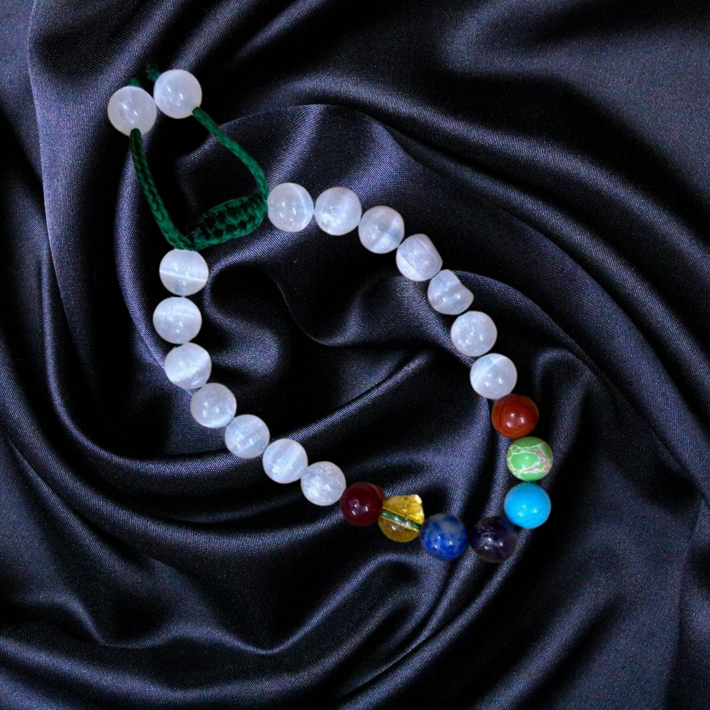 Selenite 7 Chakra Bracelet for Peace and clarity, improve connections, remove blocked power