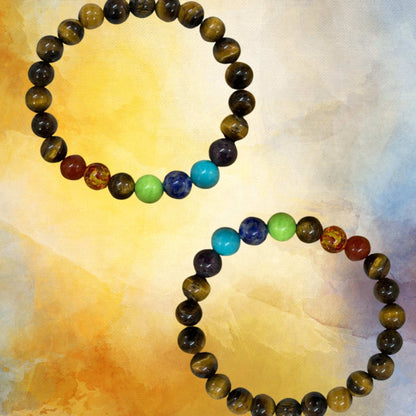 Tiger Eye 7 Chakra Bracelet for Balance, Courage, and Energy Alignment
