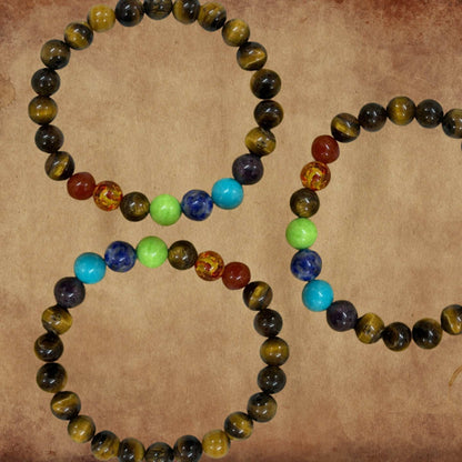 Tiger Eye 7 Chakra Bracelet for Balance, Courage, and Energy Alignment