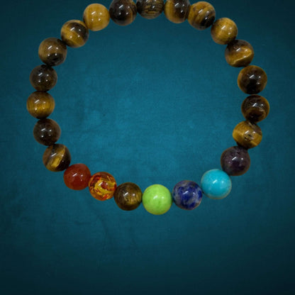 Tiger Eye 7 Chakra Bracelet for Balance, Courage, and Energy Alignment