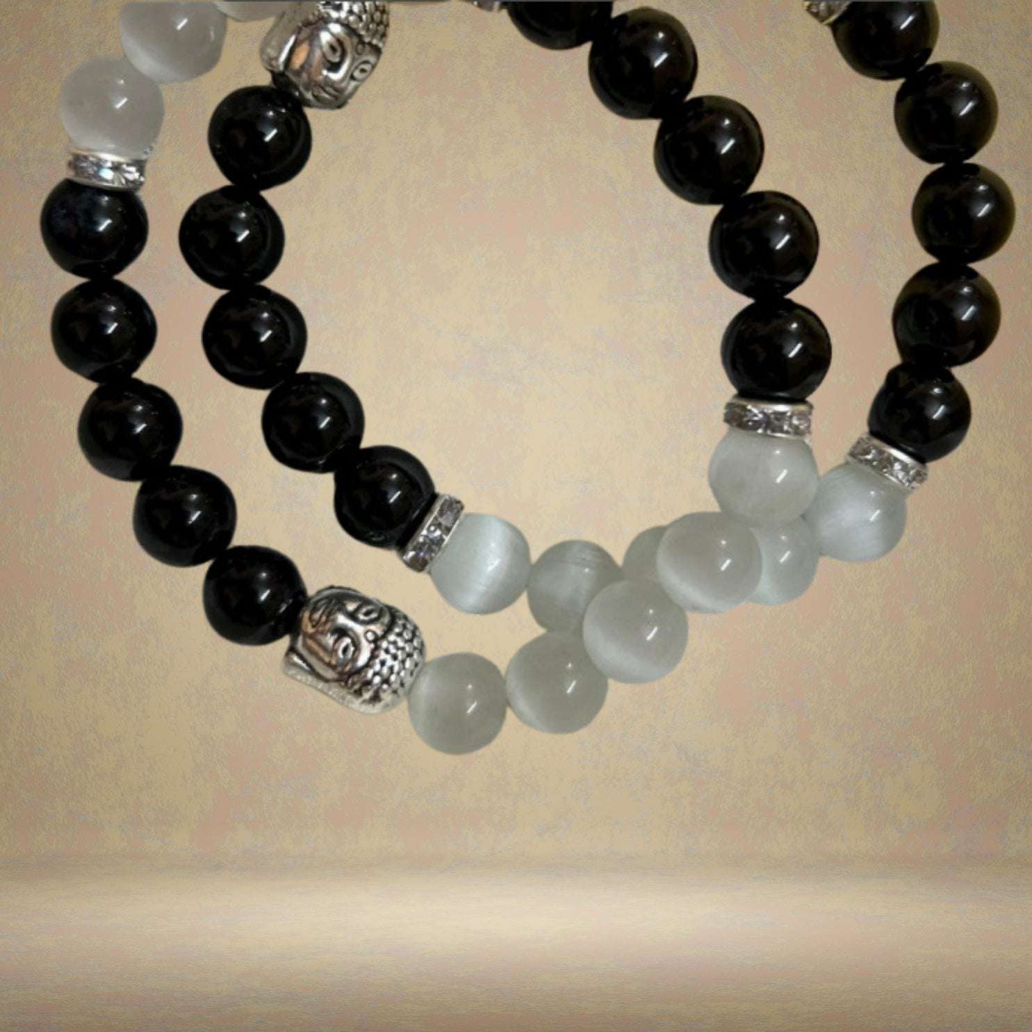 Black Tourmaline and Selenite Crystal Bracelet for Positive Energy and Protection - Lifeved