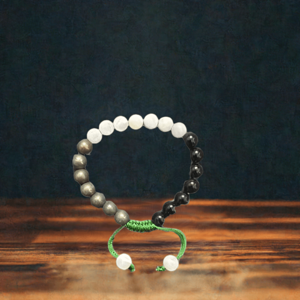 Black Tourmaline, Moon Stone, Pyrite Bracelet for Protection, Balance and Missing Number 2, 6 and 8 - Lifeved