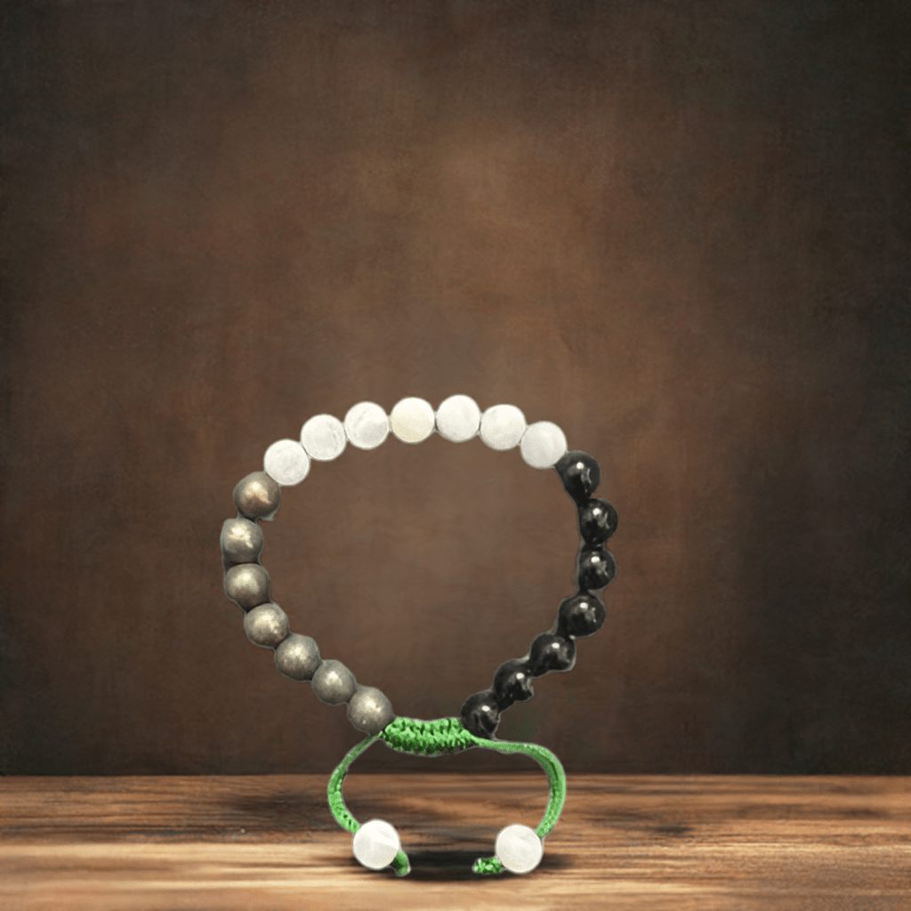 Black Tourmaline, Moon Stone, Pyrite Bracelet for Protection, Balance and Missing Number 2, 6 and 8 - Lifeved