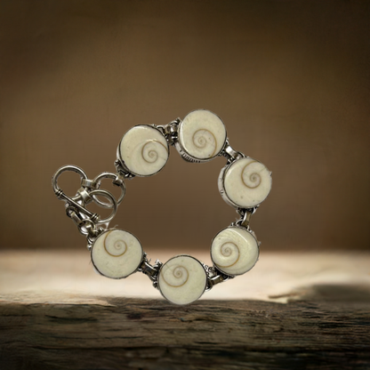 Gomti Chakra Bracelet with Silver chain for Wealth & Prosperity