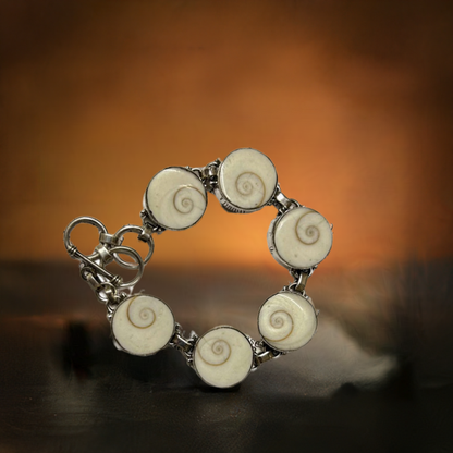 Gomti Chakra Bracelet with Silver chain for Wealth & Prosperity